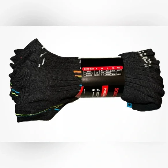 Saucony Men’s 6 Pack Mesh Ventilating Comfort Fit Black No-Show Socks NEW Size L - Picture 2 of 6